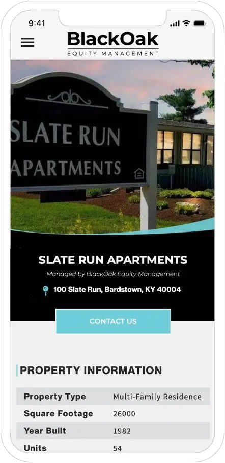mobile responsive screenshot of blackoak equity managment website