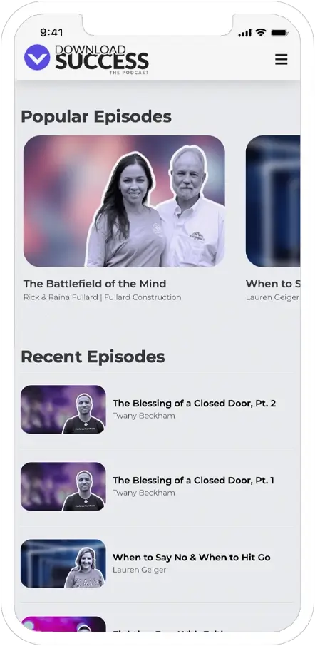 mobile responsive screenshot of download success podcast website