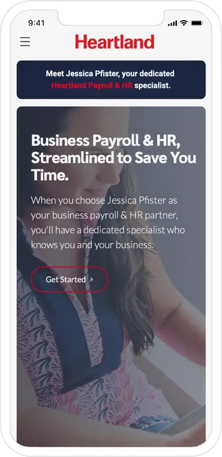 mobile responsive screenshot of heartland payroll solutions website