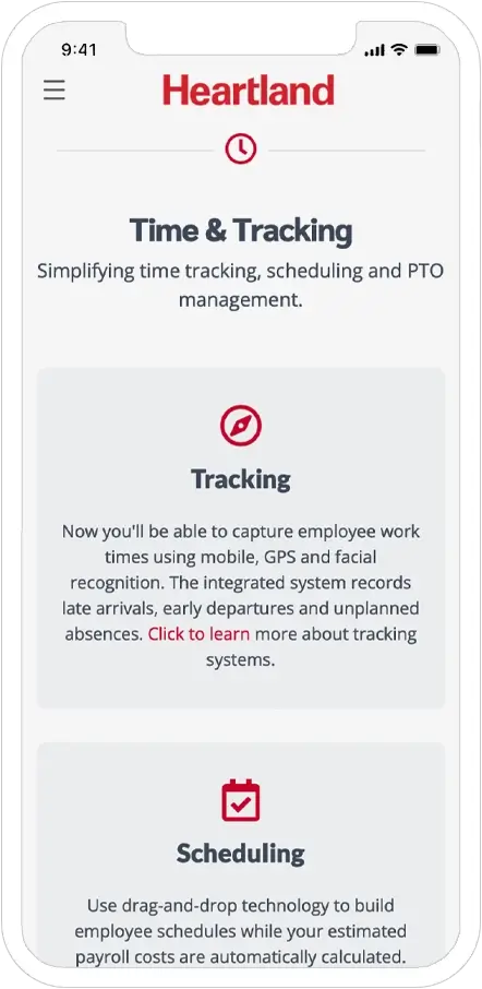 mobile responsive screenshot of heartland payroll solutions website
