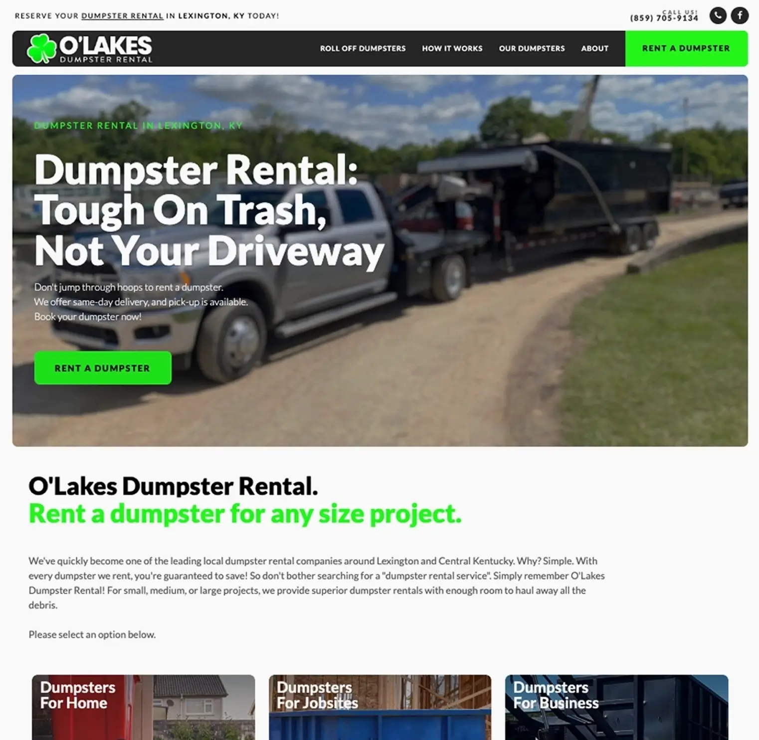 dumpster rental web design